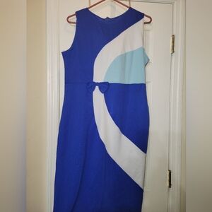 Cute Blue and White Sleeveless Dress
